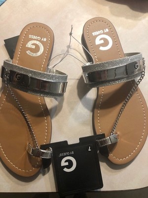 guess silver sandals